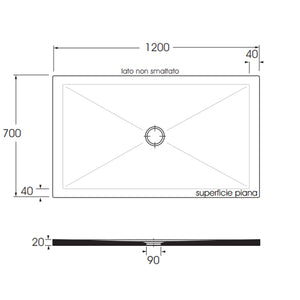 Piatto doccia rettangolare in ceramica SoloDue cm 120x70 nero lucido