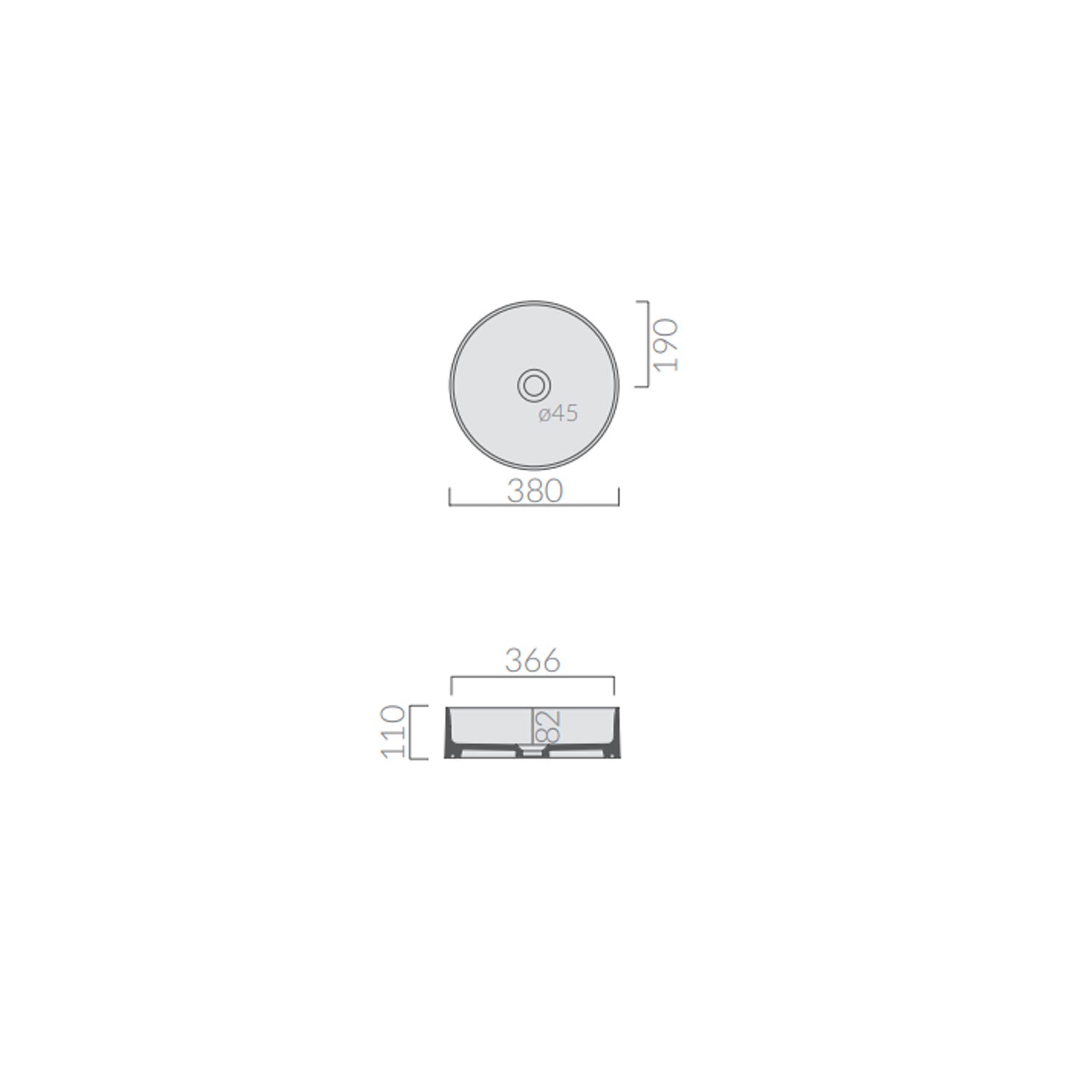 Lavabo tondo da appoggio diam38cm serie Smart-B di Ceramica Galassia -  Bianco Matt