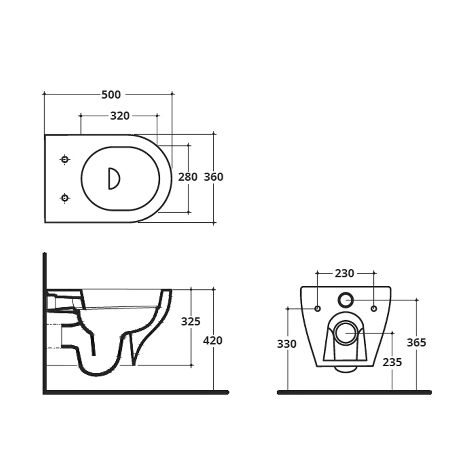 Coppia di sanitari sospesi WC bidet e coprivaso modello Liz di Althea cm 50x36