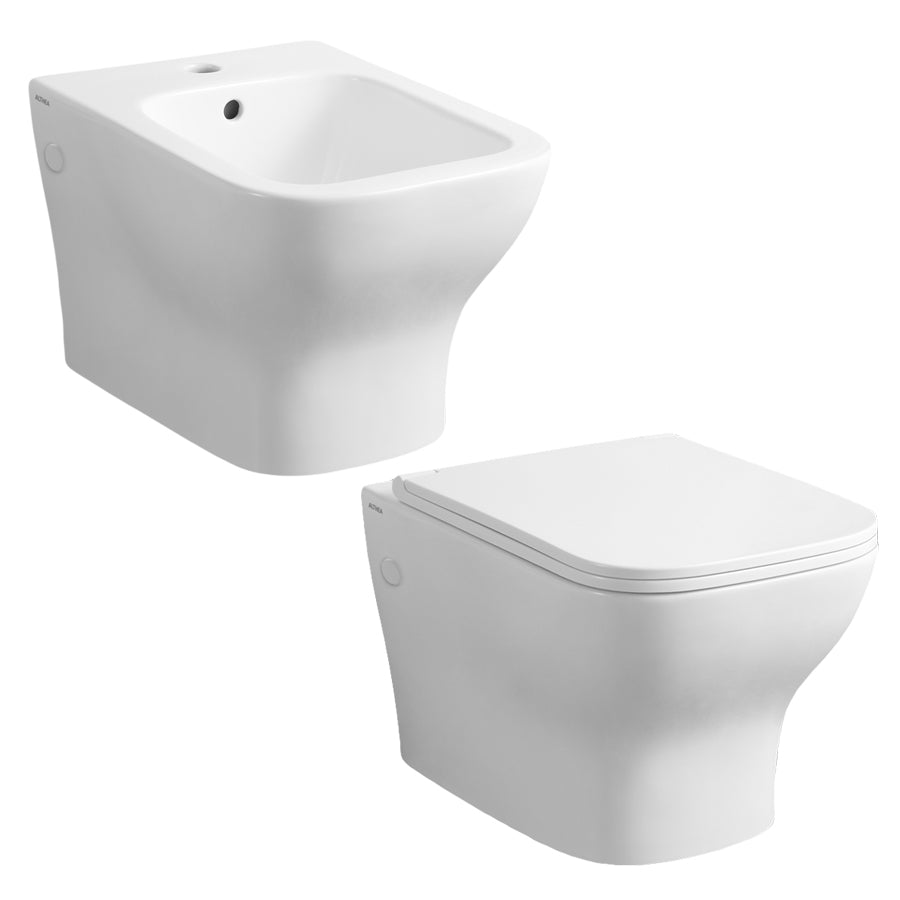 Coppia di sanitari sospesi WC bidet e coprivaso modello Reverse di Althea cm 50x36