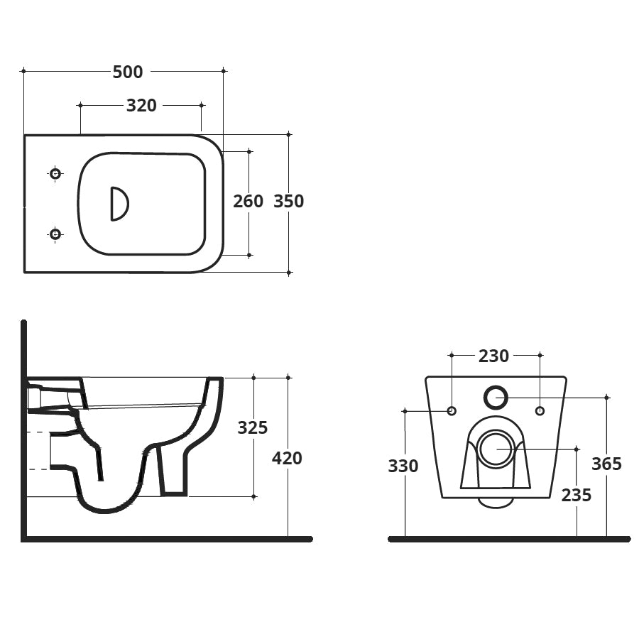 Coppia di sanitari sospesi WC bidet e coprivaso modello Reverse di Althea cm 50x36