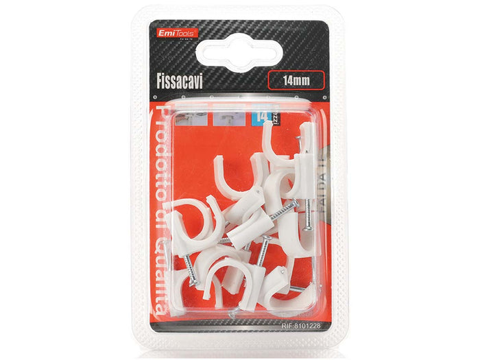 14 Pezzi Fermacavo con Chiodo 14mm Clip per Cavi Fissacavi A Muro