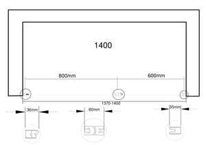 Porta doccia vetro 6 mm apertura battente con fisso in linea Altezza 190 regolabile 137-140 