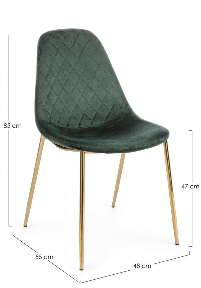 Set 4 Sedie Imbottite 48x55x85 cm Terry in Velluto Verde Scuro