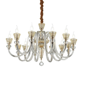 Lampadario Classico Strauss Vetro Oro 12 Luci E14