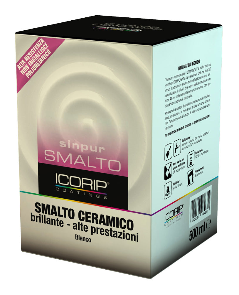 SMALTO CERAMICO SINPUR BIANCO LT.0,500 COLORIFICIO I.CO.RI.P. PZ 3,0