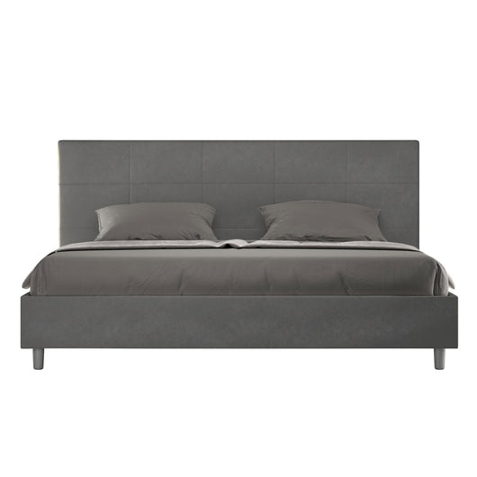 Letto Matrimoniale King size rivestito in Microfibra - MIKA Tipologia Letto: Con Rete, Dimensione Rete: 180x210, Colore: Grigio