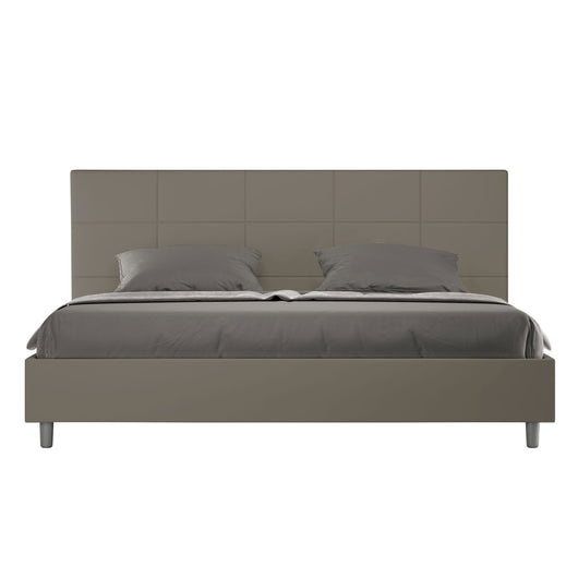 Letto Matrimoniale King size rivestito in Similpelle - MIKA Dimensione Rete: 180x210, Colore: Cappuccino, Tipologia Letto: Con Rete