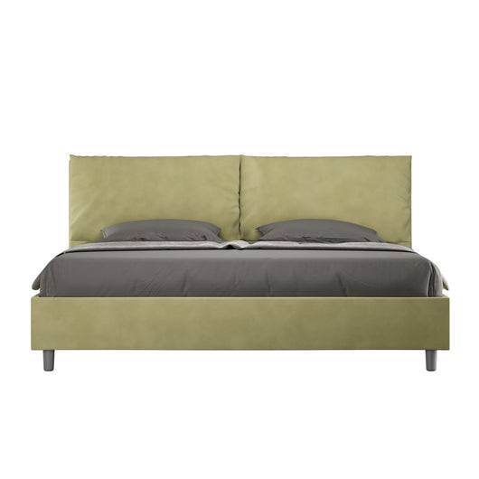 Letto Matrimoniale King size rivestito in Microfibra con cuscini xl - ANTEA LARGE Dimensione Rete: 200x210, Colore: Tè verde, Tipologia Letto: Con Rete