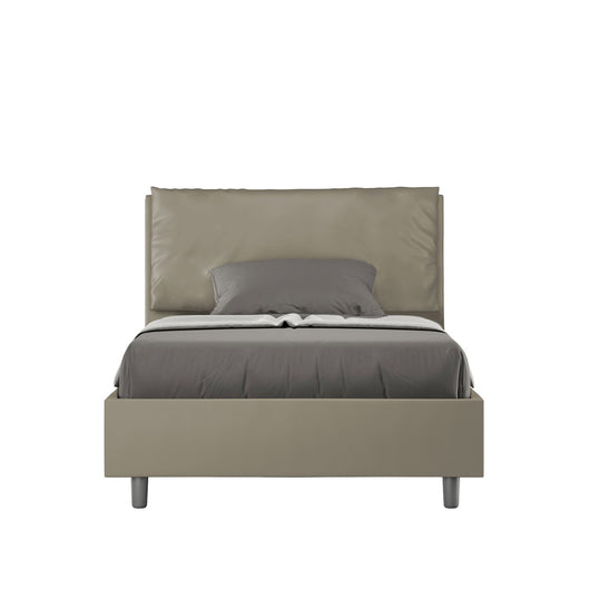 Letto una piazza e mezza rivestito in Similpelle con cuscini xl - ANTEA LARGE Dimensione Rete: 120x200, Tipologia Letto: Senza Rete, Colore: Cappuccino