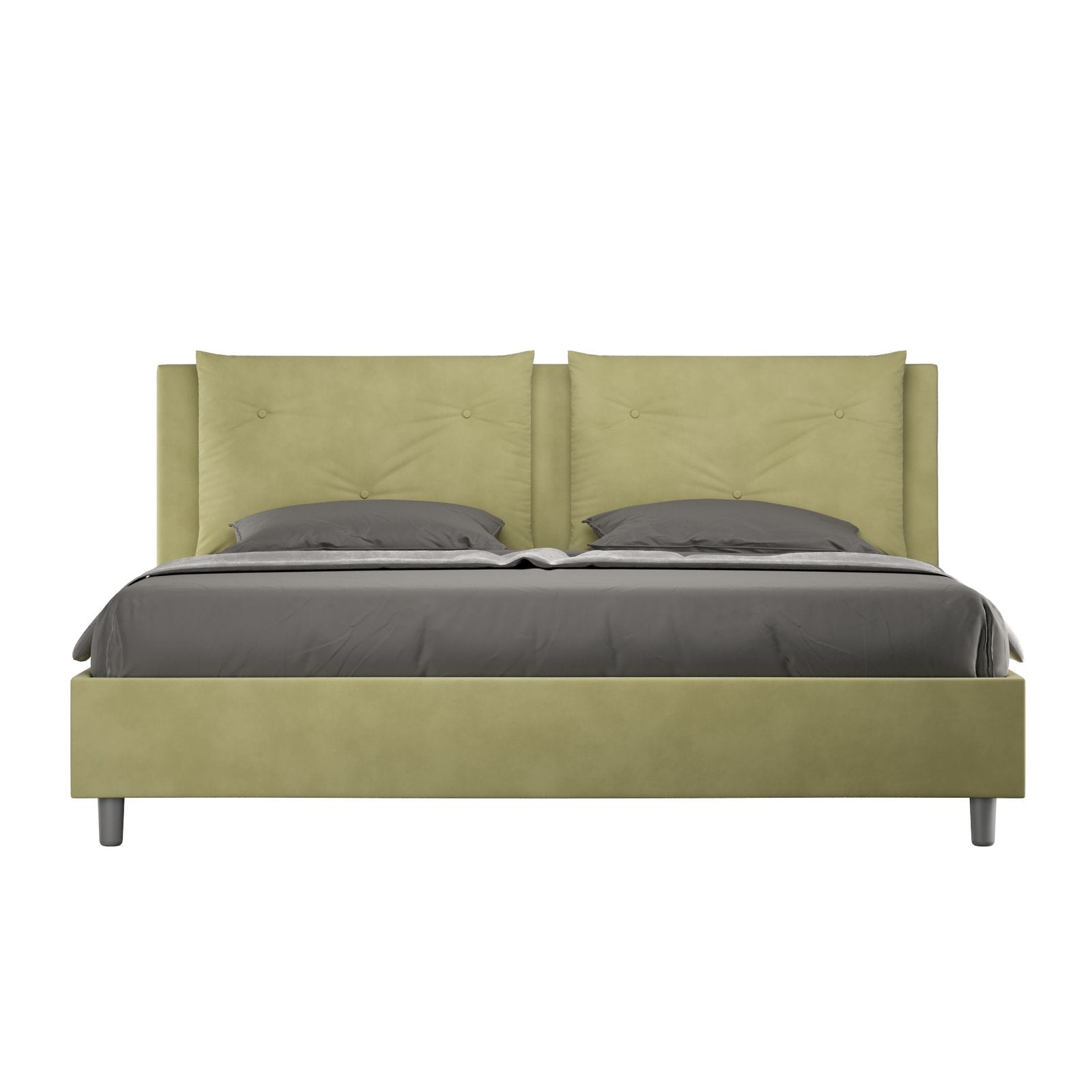 Letto Matrimoniale King size rivestito in Microfibra - APPIA Tipologia Letto: Con Rete e Contenitore, Dimensione Rete: 190x190, Colore: Verde