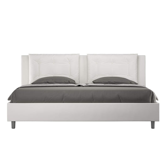 Letto Matrimoniale King size rivestito in Similpelle - ANNALISA Colore: Bianco, Dimensione Rete: 180x190, Tipologia Letto: Con Rete