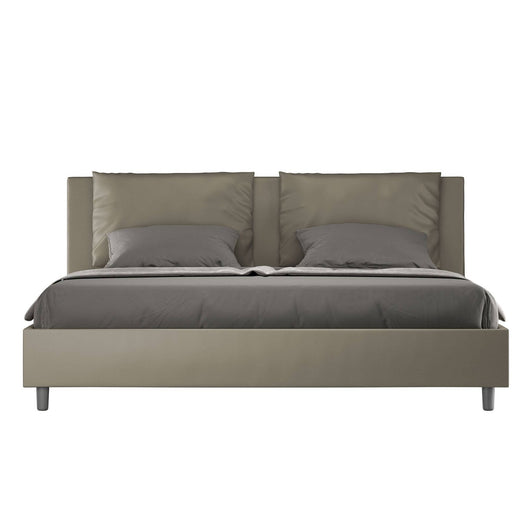 Letto Matrimoniale King size rivestito in Similpelle - ANTEA Colore: Cappuccino, Tipologia Letto: Con Rete, Dimensione Rete: 200x210