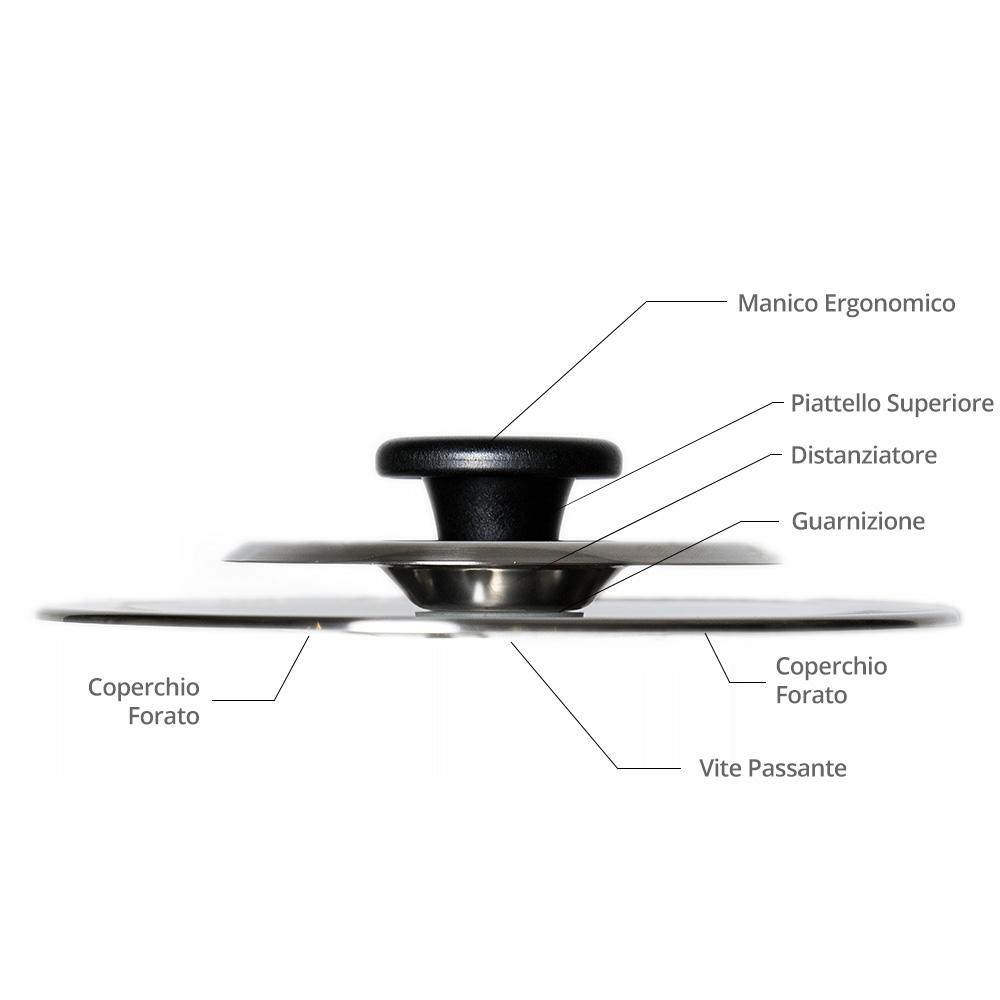 4 Coperchi Magici Antiodore  Ventur Magic In Acciaio Inox 22, 26, 30, 34 Cm