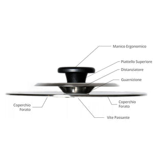 4 Coperchi Magici Antiodore  Ventur Magic In Acciaio Inox 22, 26, 30, 34 Cm