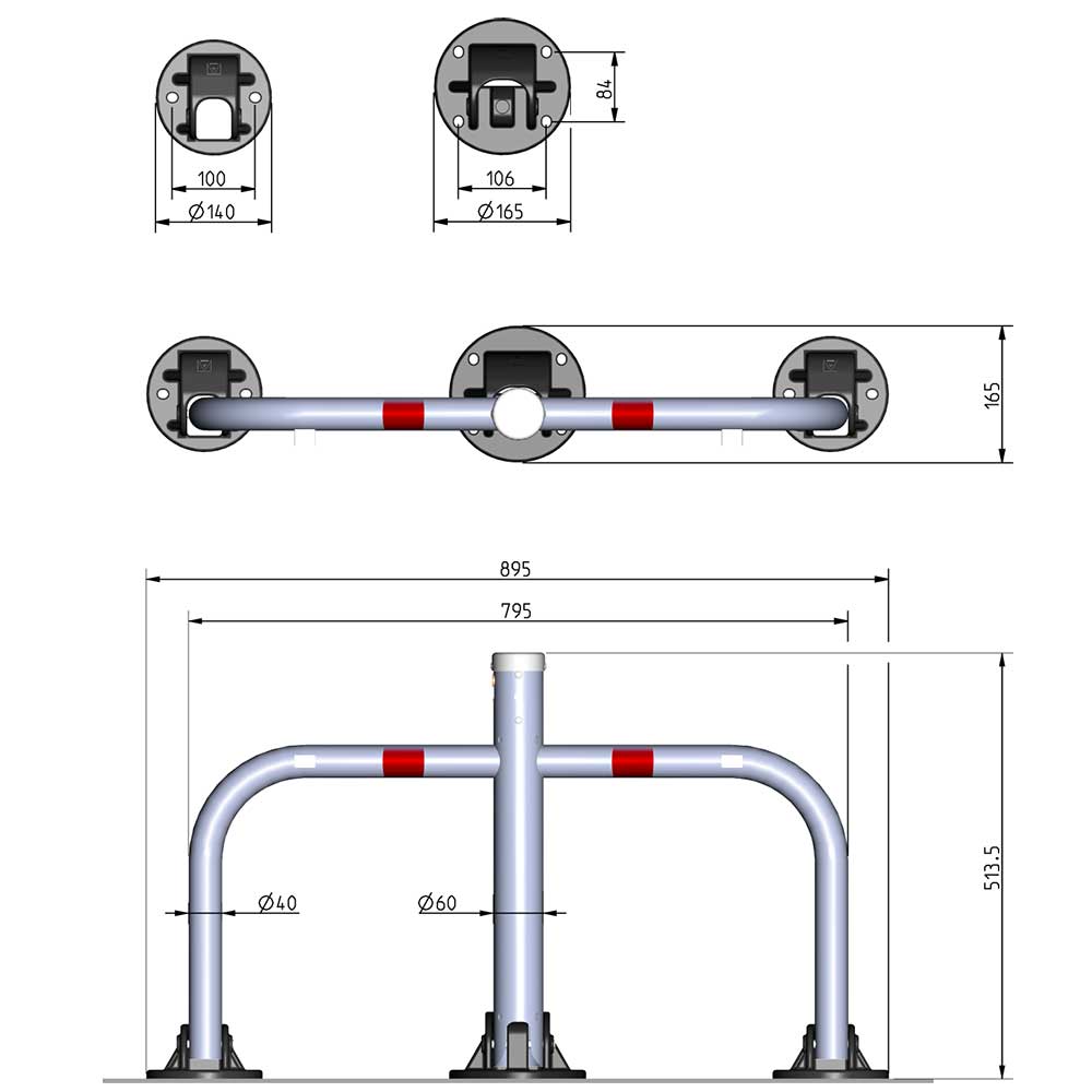 Barriera Dissuasore di Parcheggio Sosta in acciaio 79,5x51cm ARS300 Arco Essencial Line