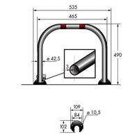 Barriera Dissuasore di Parcheggio Sosta in acciaio 53x5x49cm AR050 Parky Barriers