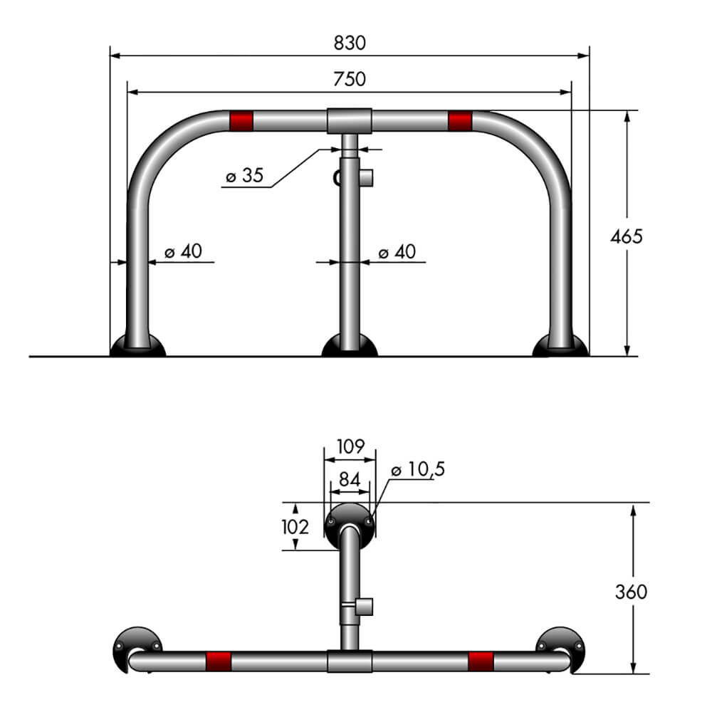 Barriera Dissuasore di Parcheggio Sosta in acciaio 75x46,5 AR0200 Parky Barriers