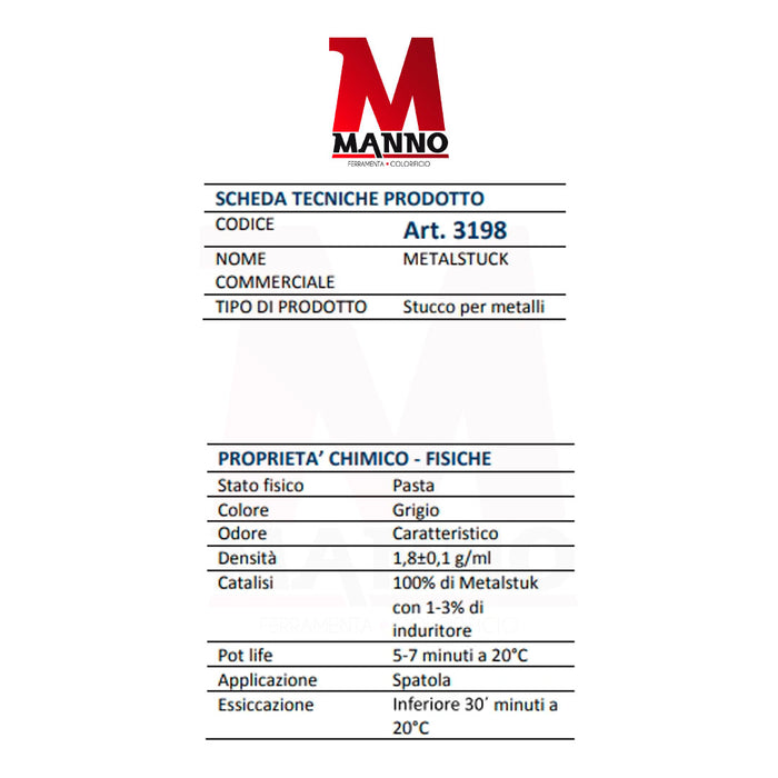 Stucco per metalli bicomponente 500 ml - Multichimica Metalstuk