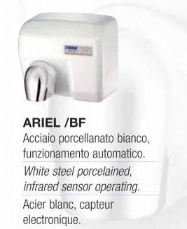 Asciugamani elettrico da parete Antivandalo - Ariel BF - Acciaio bianco con sensore