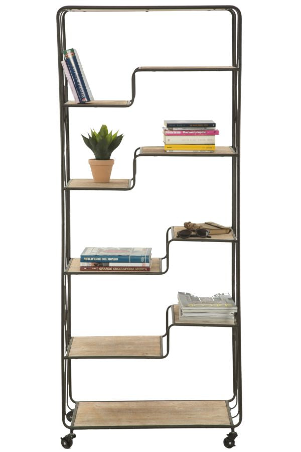 Libreria Industry 75x40x182 cm in Ferro e MDF