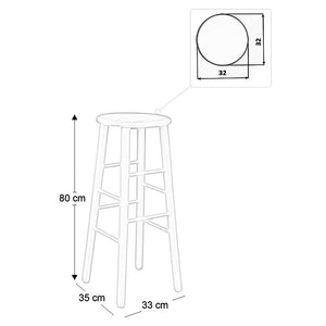 Sgabello legno con seduta rotonda h80cm grezzo da verniciare piedi dritti 