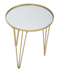 Tavolinetto da Caffé Glam Oro/Mirror Ø40x49 cm in Ferro e Vetro Oro