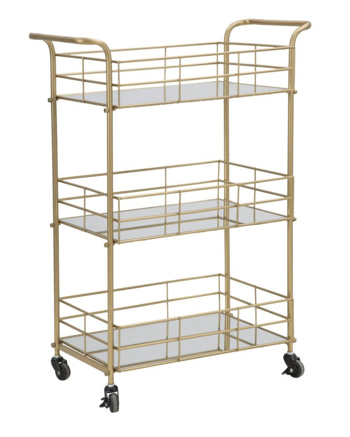 Carrello Glam Rettangolare 60x30,5x80 cm in Ferro e Vetro Oro