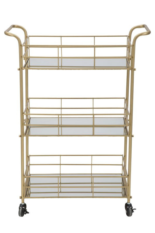 Carrello Glam Rettangolare 60x30,5x80 cm in Ferro e Vetro Oro