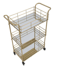 Carrello Glam Rettangolare 60x30,5x80 cm in Ferro e Vetro Oro