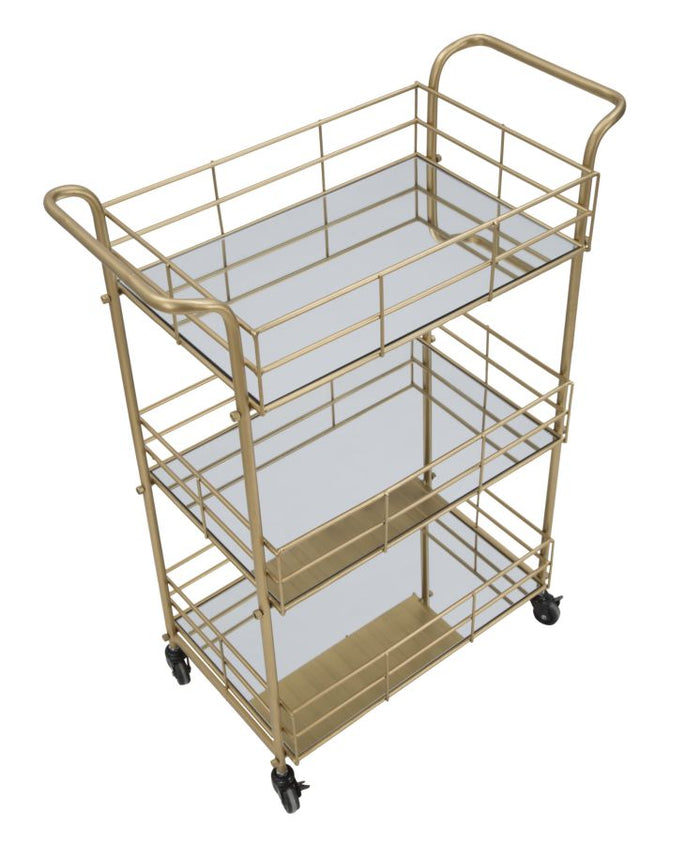 Carrello Glam Rettangolare 60x30,5x80 cm in Ferro e Vetro Oro