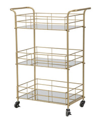 Carrello Glam Rettangolare 60x30,5x80 cm in Ferro e Vetro Oro