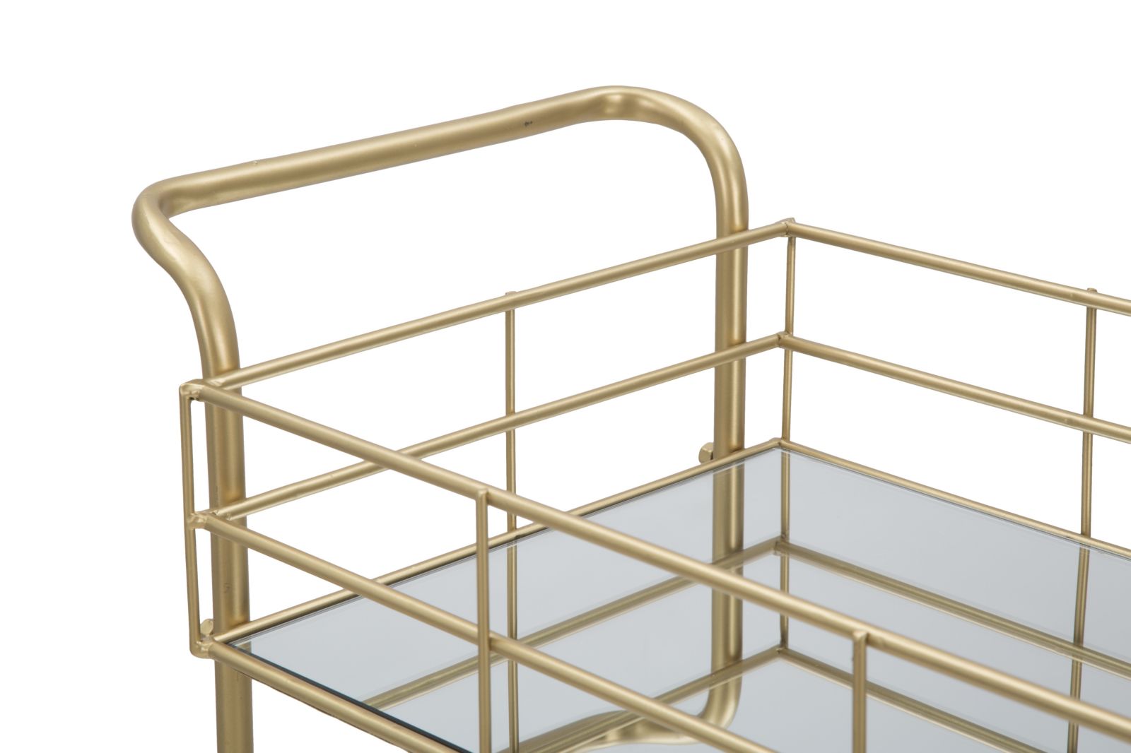 Carrello Glam Rettangolare 60x30,5x80 cm in Ferro e Vetro Oro