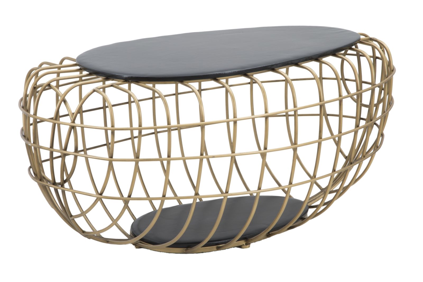 Tavolo da Caffé Oro Spider 119x75x55 cm in Ferro e MDF e PU Nero e Oro