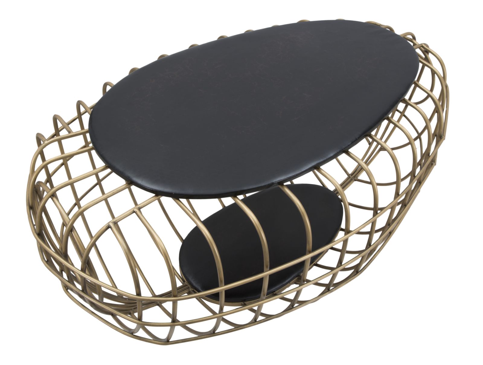 Tavolo da Caffé Oro Spider 119x75x55 cm in Ferro e MDF e PU Nero e Oro