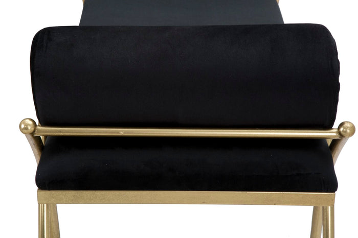 Panca Ribbon Nera 112,5x49x53 cm in Ferro e MDF e Spugna e Poliestere Nero e Oro