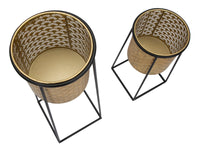 Porta Vasi Coppia Cup Ø26x70-23x45 cm in Ferro Nero e Oro