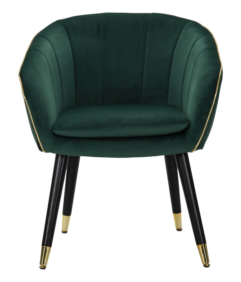 Poltrona Paris 62x58x78 cm in Legno Spugna Metallo e Poliestere Verde e Oro