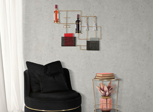 Porta Bottiglie da Muro Fashion 77x11,5x65,5 cm in Ferro Oro e Nero