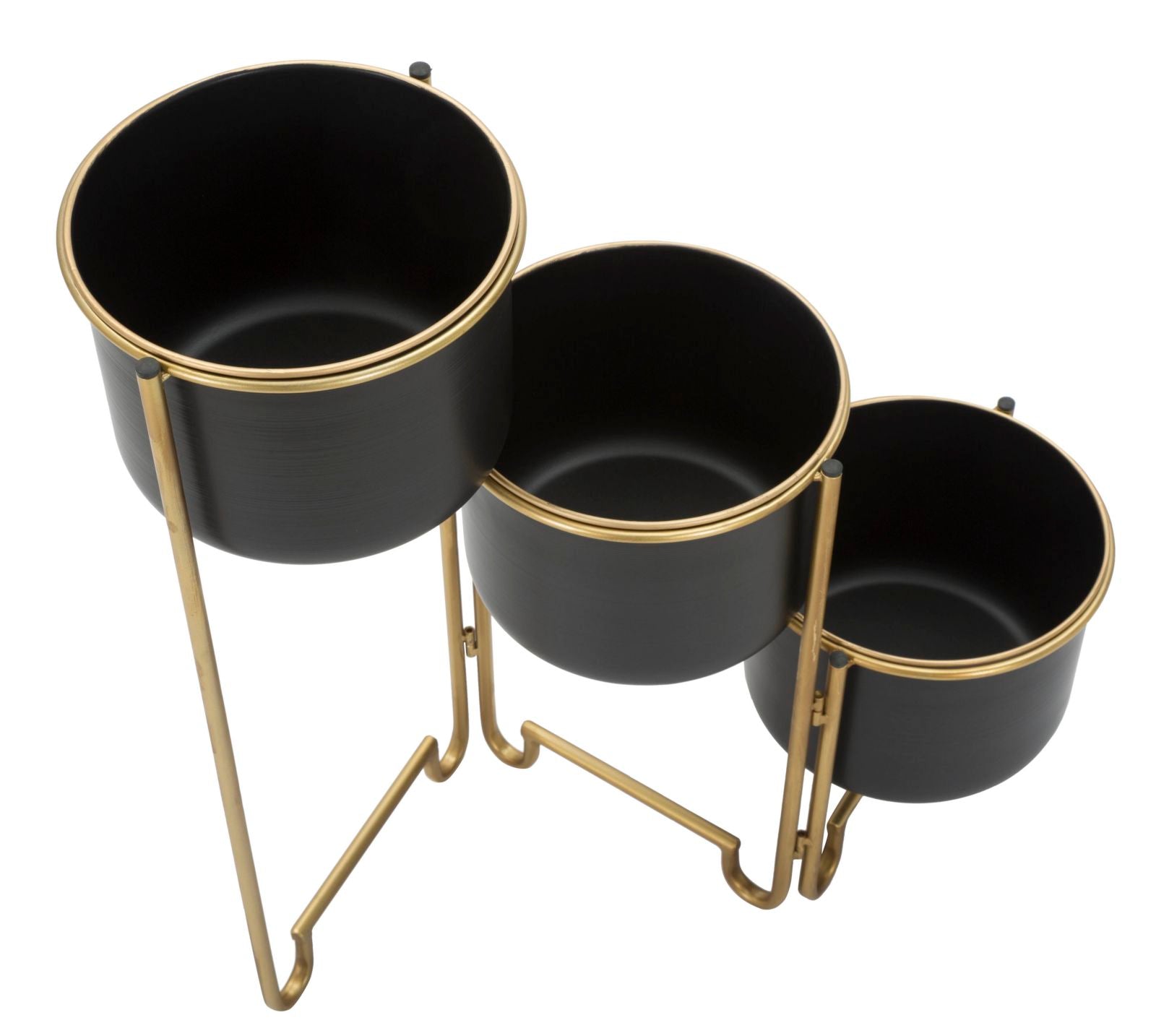 Porta Vasi 3 Oroy 68x22,5x55 cm in Ferro Nero e Oro