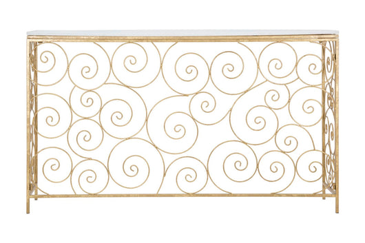 Consol Spiral 140x36x82 cm in Ferro e Marmo Oro e Bianco