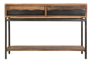 Console Yellowstone 118x40x80 cm in Legno di Acacia e Ferro Marrone e Nero