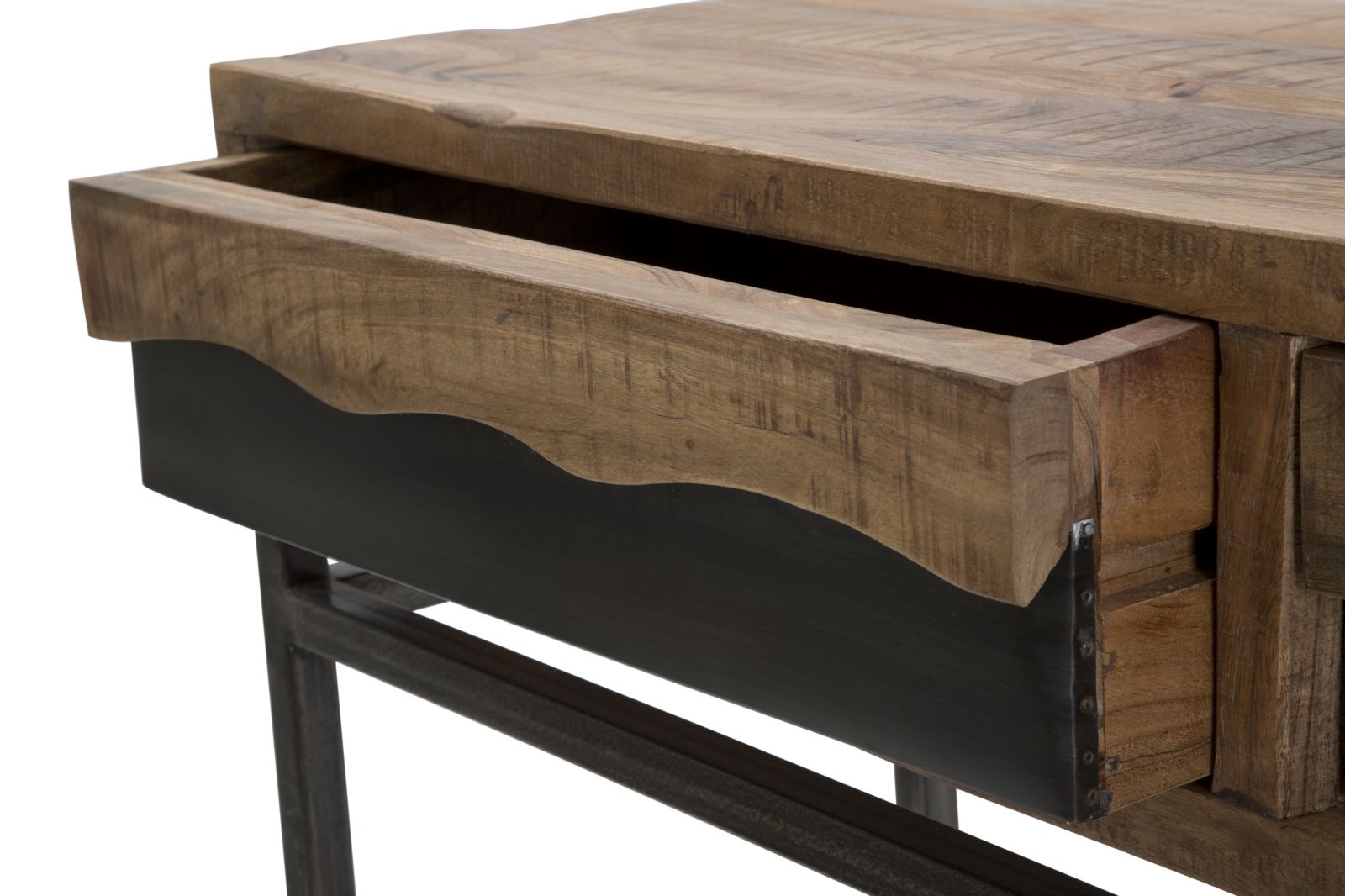 Console Yellowstone 118x40x80 cm in Legno di Acacia e Ferro Marrone e Nero