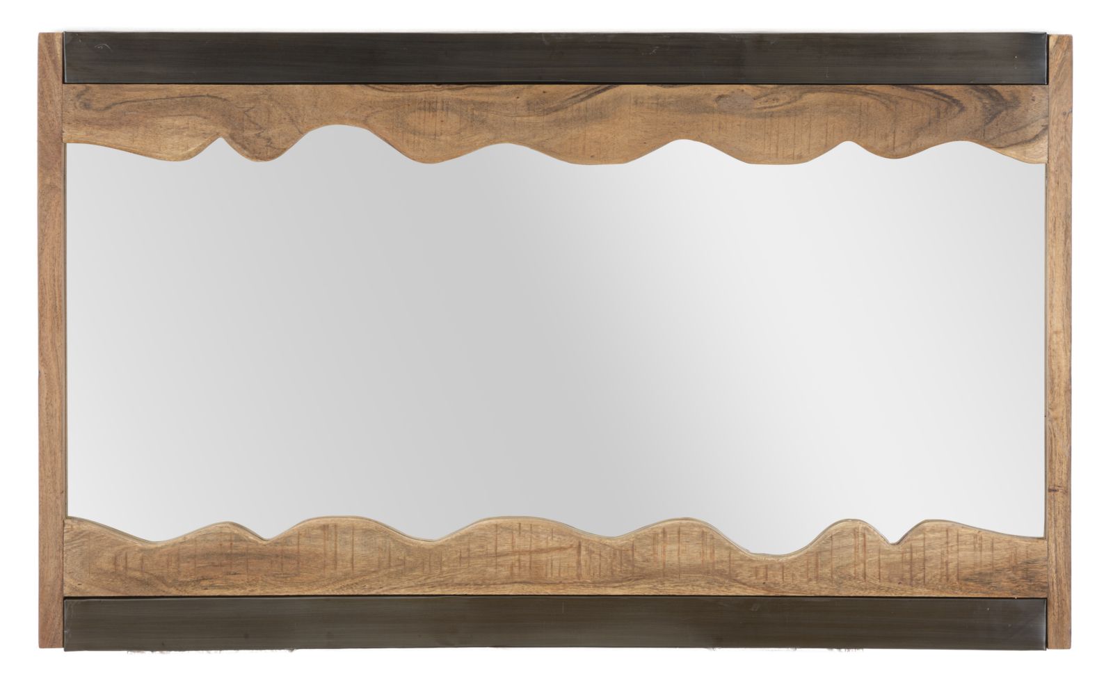 Specchio Yellowstone 120x4x72 cm in Legno di Acacia e Specchio Marrone e Nero