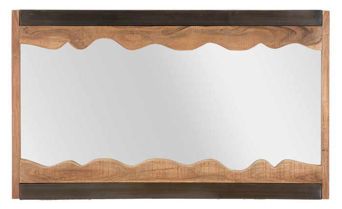 Specchio Yellowstone 120x4x72 cm in Legno di Acacia e Specchio Marrone e Nero