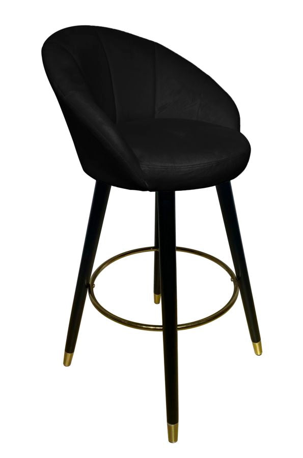 Sgabello Bar Prague Nero 55x56x104 cm Legno e Spugna Nero e Oro