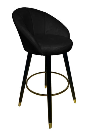 Sgabello Bar Prague Nero 55x56x104 cm Legno e Spugna Nero e Oro