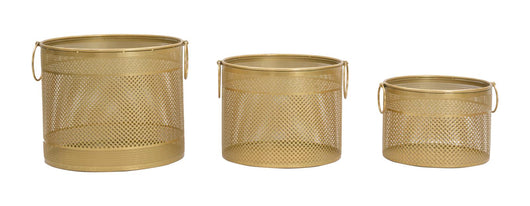 Porta Vasi Cage Tris Ø40x34-35x28-30x22 cm in Ferro Oro e Multicolor