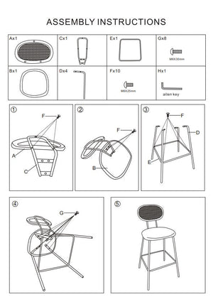 Sgabello Bar 47x57x98 cm in Metallo e Tessuto Nero