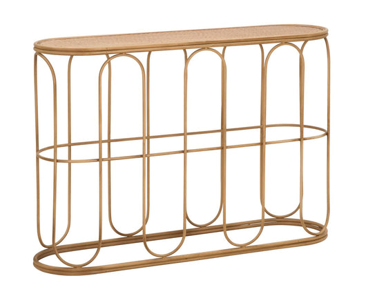 Consolle 110x32x77 cm in Metallo Piano in Rattan